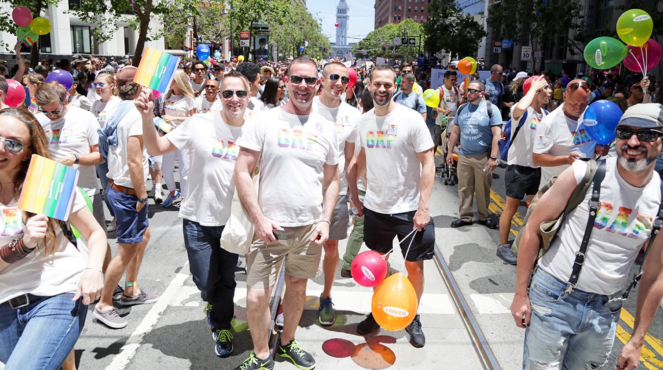 Employee marching in SF Pride parade
